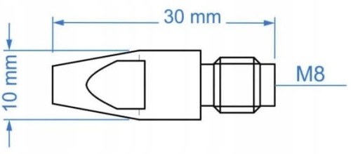 Końcówka prądowa wzmocniona M8x30 – fi 1,4 – do MB36 MB401 MB501 (CuCrZr / cyrkon)