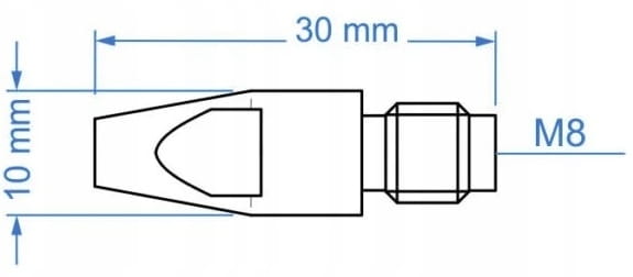 Końcówka prądowa wzmocniona M8x30 – fi 1,2 – do MB36 MB401 MB501 (CuCrZr / cyrkon)